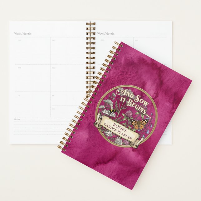 Planejador de Jardim Rosa – Caderno Personalizado (Exibição)