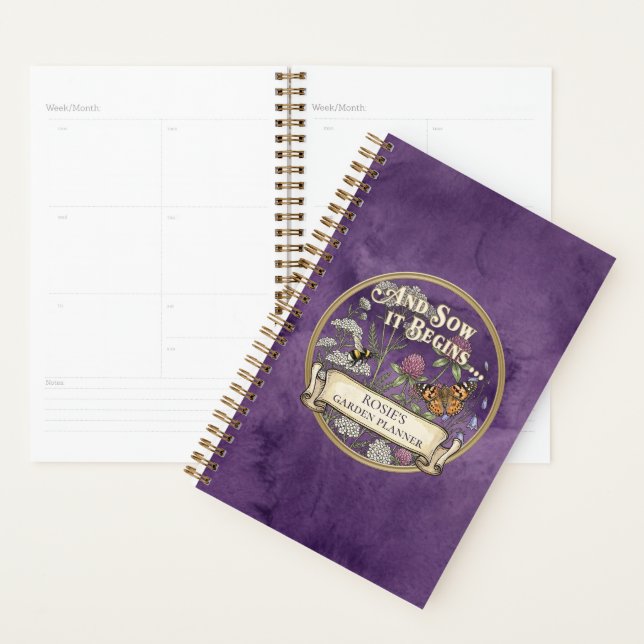 Planejador de Jardim Roxo – Caderno Personalizado (Exibição)