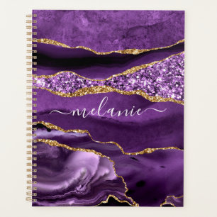 Planejador de Largura Dourada Roxo com Nome Person