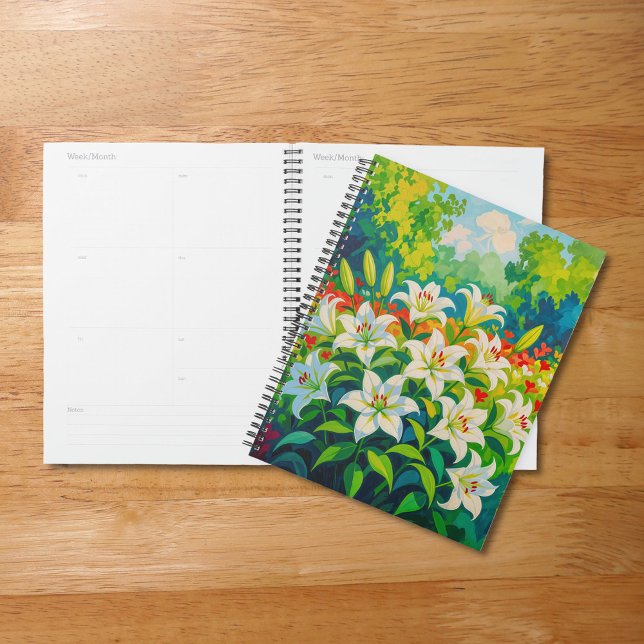 Planejador de Lírios Brancos (Planner with white lilies)