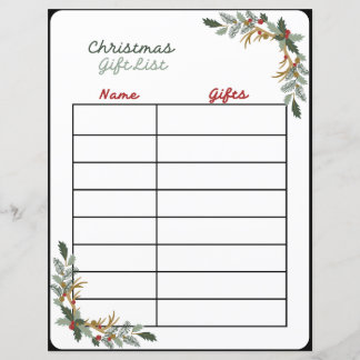 Planejador de Lista de Presentes de Natal Festivo 