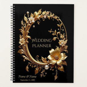 Planejador de Moldura Ornamentada Floral Dourada