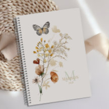 Planejador de Monograma Floral Botânico Vintage