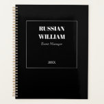 Planejador de Negócios Elegante Preto Cinza Modern<br><div class="desc">Design de planejador preto e cinza elegante com um visual moderno e profissional. Perfeito para uso comercial,  planejamento corporativo e organização de escritório. Personalize com seus detalhes para um toque de marca refinado. Ideal para executivos,  empreendedores e profissionais que valorizam estilo limpo e produtividade.</div>