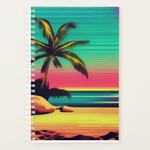 planejador de néon de praia retrô