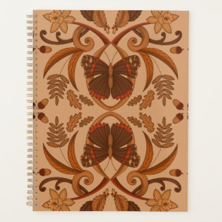 Planejador de Outono Marrom Dourado Borboleta