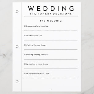 Planejador de Papelaria Pré-Casamento Mínimo Págin