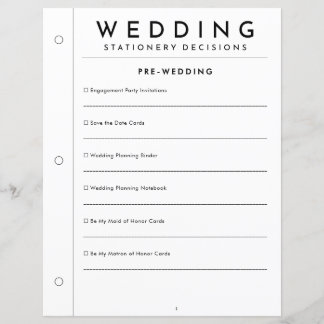 Planejador de Papelaria Pré-Casamento Mínimo Págin