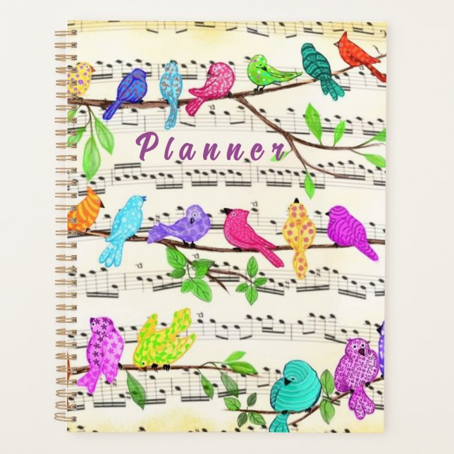 Planejador de Pássaros Musicais Coloridos (Frente)