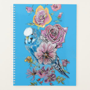Planejador de Pássaros Rosa do Orçamento Azul