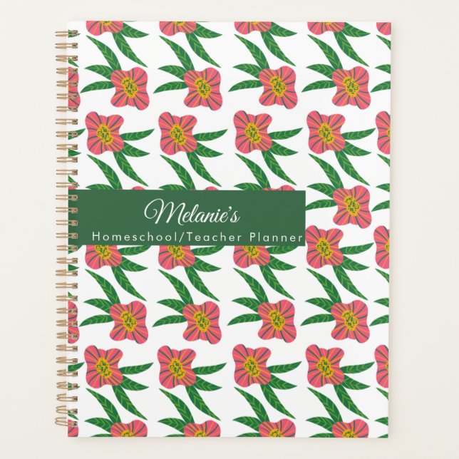 Planejador de Professora Florais Rosa Escola Ensin (Frente)
