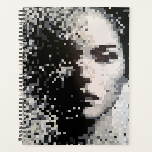 Planejador de retrato pixelizado preto e branco mi (Frente)