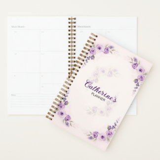 Planejador de Rosa de Lavanda de de Aquarela Elega