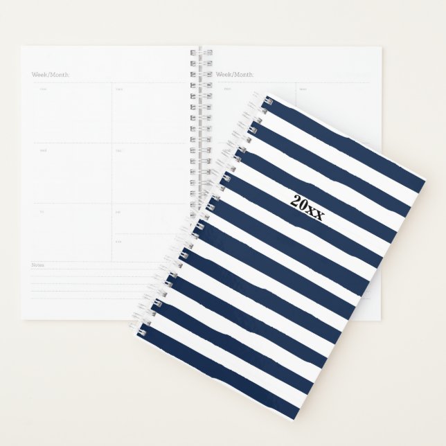Planejador de Stripes Azul e Branco (Exibição)