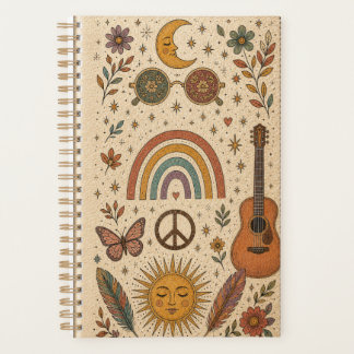 planejador de visual boho hippie vintage retrô