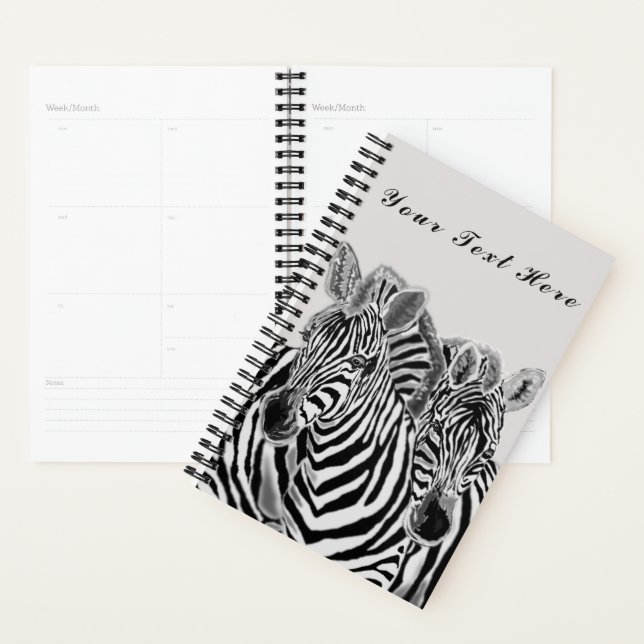 Planejador de Zebra casal com Texto Personalizado (Exibição)