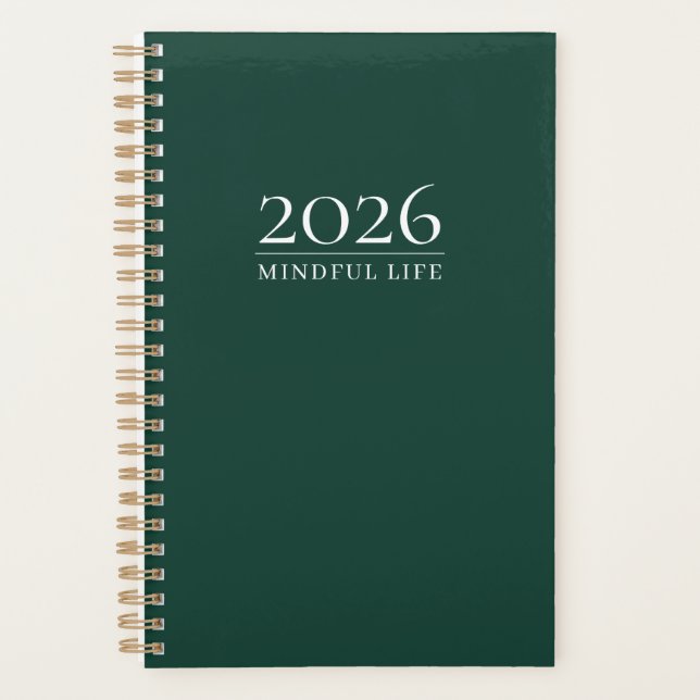 Planejador Deep Emerald 2026 | Título e Inicial Pe (Frente)
