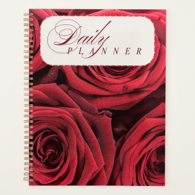 Planejador Diário de Luxo com Rosas Vermelhas Clás (Frente)