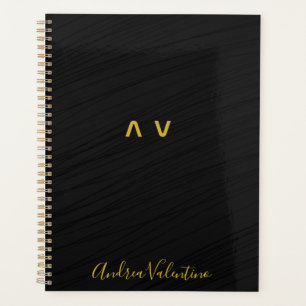 Planejador Diário de Padrão Preto Elegante