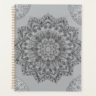 Planejador Diário Estético Mandala Boho Cinza