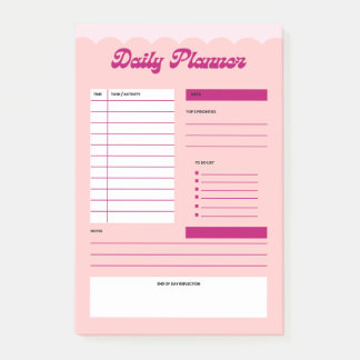 Planejador Diário Estético Rosa Bloco de Notas Pos