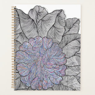 Planejador Diário Floral Abstrato Desenhado à Mão