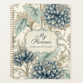 Planejador Diário Floral Azul Caderno Estudante 
