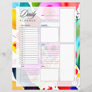 Planejador diário floral brilhante multicolor