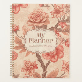 Planejador Diário Floral de Pêssego Agenda Caderno