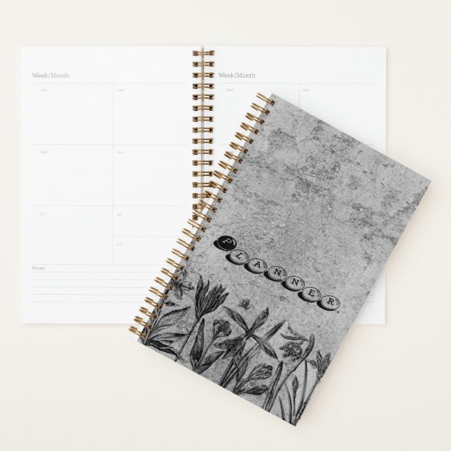 Planejador Diário Floral Grunge (Exibição)