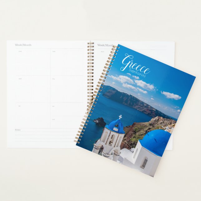 Planejador Diário Semanal de Santorini Grécia (Exibição)