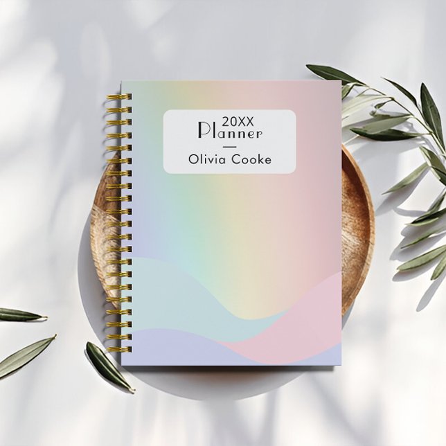Planejador digital moderno do Rainbow com nome per (Modern Rainbow Digital Planner With Custom Name)