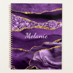 Planejador Dourado Roxo com Nome Personalizado