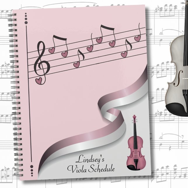 Planejador e Agendador Musical Viola Rosa (Pink Viola Musical Gift Planner & Scheduler)
