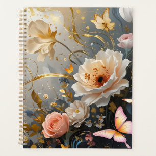Planejador Elegante Dourado e Rosa