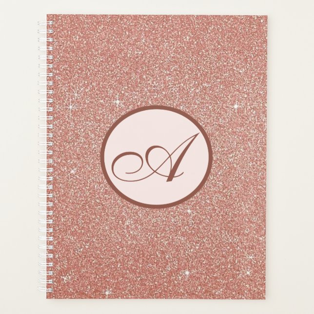 Planejador Elegante Monogramado em Rose Gold (Frente)