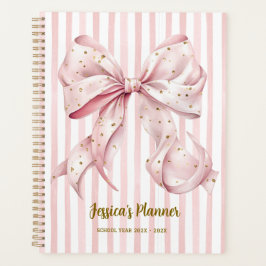 Planejador Escolar Arco Rosa Bonito Dourado Confet