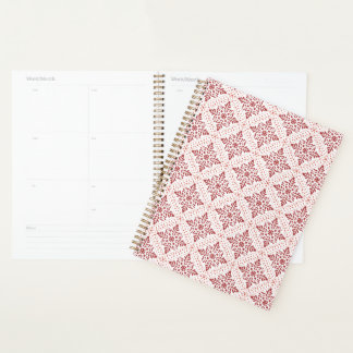 Planejador Espiral com Design Vermelho e Rosa