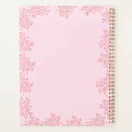 Planejador Espiral de capa dura Floral Rosa Elegan