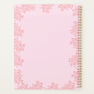Planejador Espiral de capa dura Floral Rosa Elegan