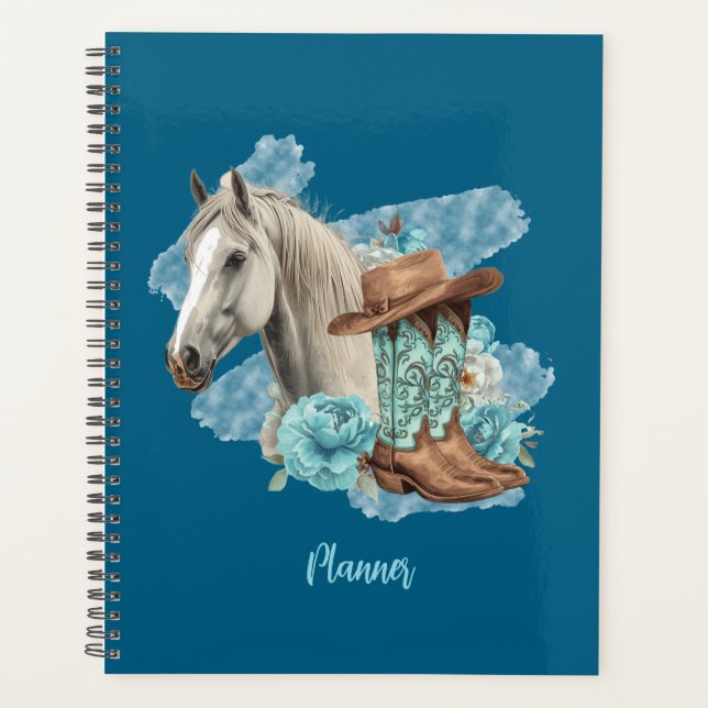 Planejador Espiral de Cavalo Western - Azul Marinh (Frente)