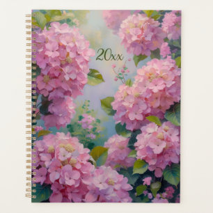 Planejador Espiral Floral Hortênsias Rosa Primaver