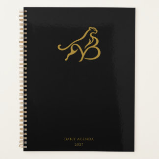 Planejador Espiral Preto e Dourado Cheetah Minimal