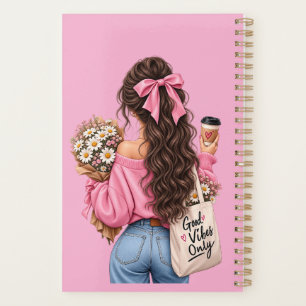 Planejador Espiral Rosa Vibrações Positivas Menina