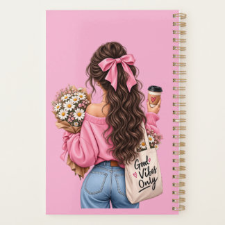 Planejador Espiral Rosa Vibrações Positivas Menina