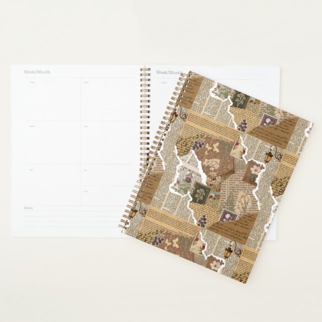 Planejador Estético de Scrapbook Antigo Journal (Exibição)