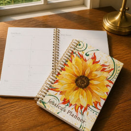 Planejador Flor de Girassol Flamejante 14 cm x 21,