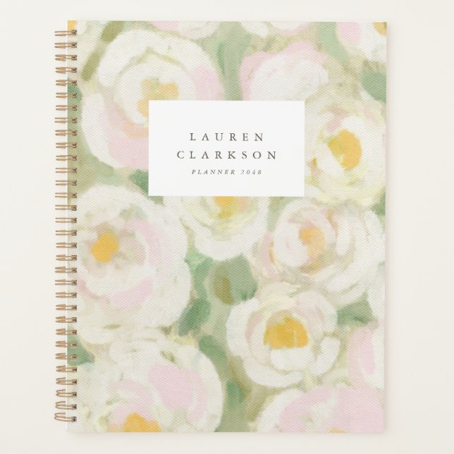 Planejador Floral Aquarela Marfim Suave (Frente)
