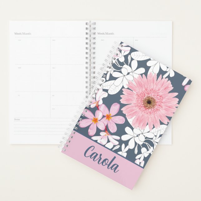 Planejador Floral Bege Personalizado (Exibição)