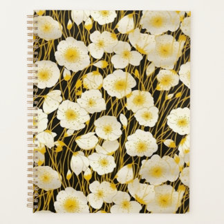 Planejador Floral Branco e Dourado de Chiyogami